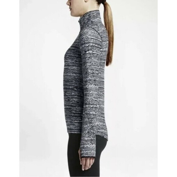 Nike Women’s Half Zip Pullover Gray Black Space Dye Running Top Size Medium - Picture 3 of 9